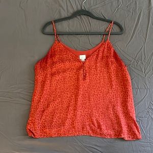 Burnt orange leopard print tank top